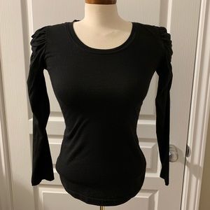 Black Puffed Long Sleeve Women’s Top Shirt
